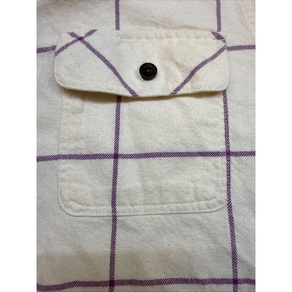Patagonia Fjord Flannel Shirt Womens Small White Purple Organic Cotton Plaid - Picture 3 of 7
